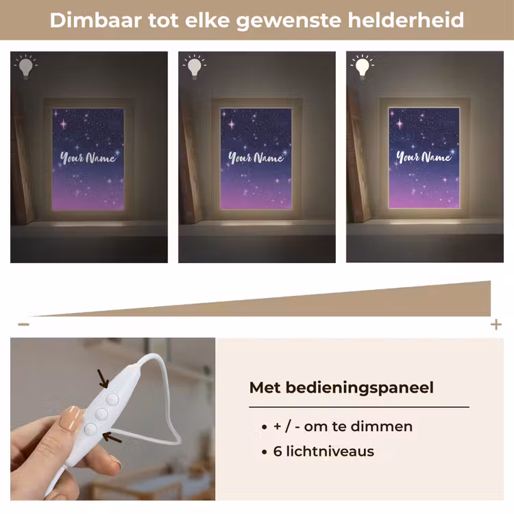 Sterren - Galaxy - Blauw - Roze Light Box met kabel (Kinderlampje) klein -USP_dimbaarNL