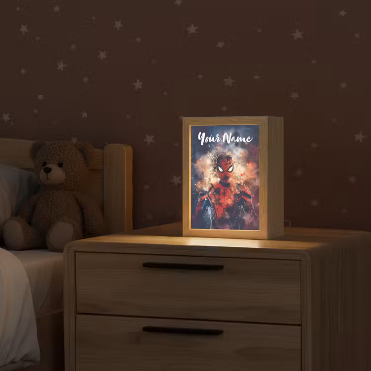 Superheld - Jongens - Rook - Kleuren Light Box met kabel (Kinderlampje) klein -sfeer1_kind