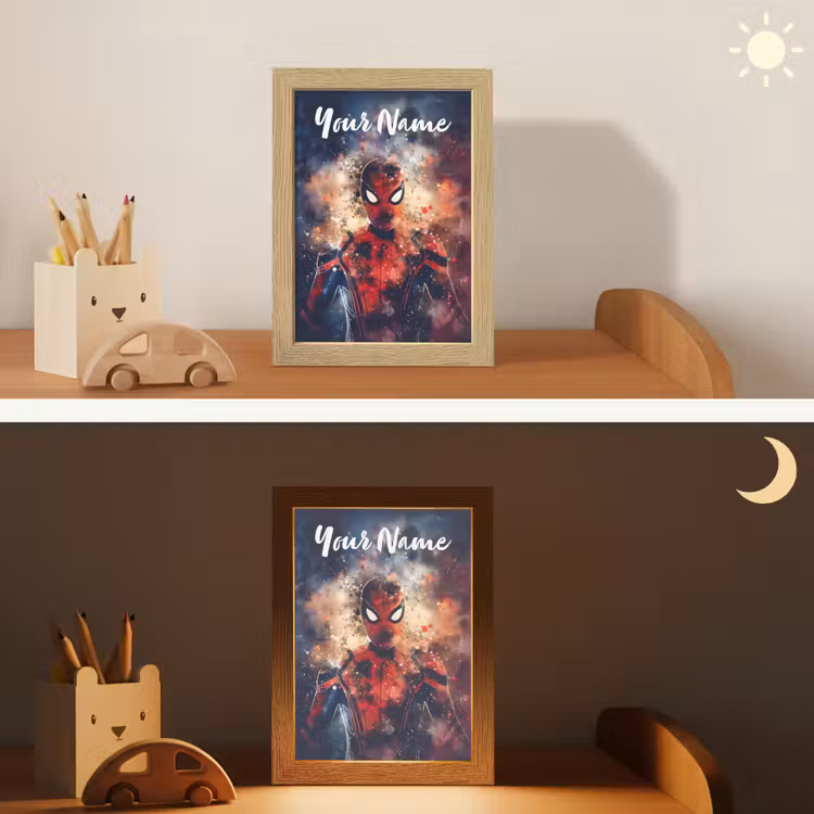 Superheld - Jongens - Rook - Kleuren Light Box met kabel (Kinderlampje) klein -sfeer3_kind