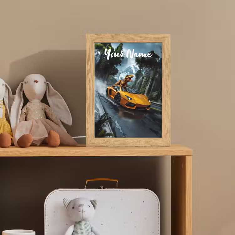 T-Rex - Auto - Regenwoud Light Box met kabel (Kinderlampje) klein -sfeer2_kind