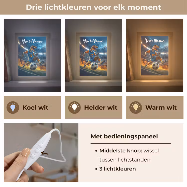 T-Rex - Voetbal - Stadion Light Box met kabel (Kinderlampje) klein -USP_lichtkleurNL