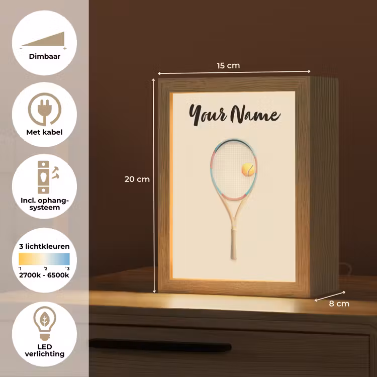 Tennisracket - Bal - Beige Light Box met kabel (Kinderlampje) klein -USP_NL