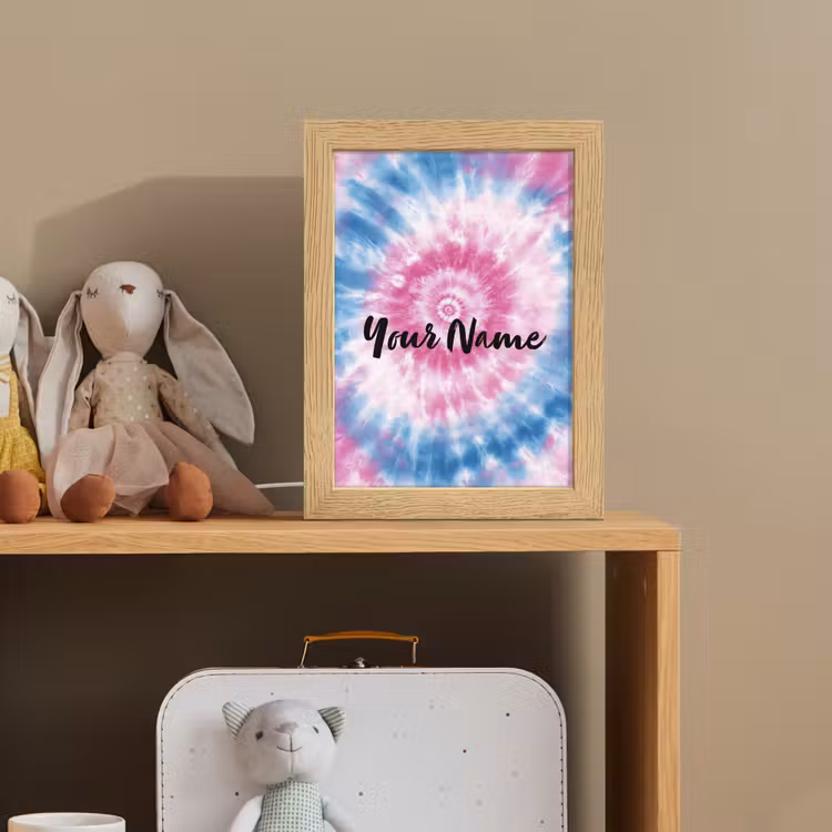 Tie dye - Abstract - Blauw - Roze Light Box met kabel (Kinderlampje) klein -sfeer2_kind