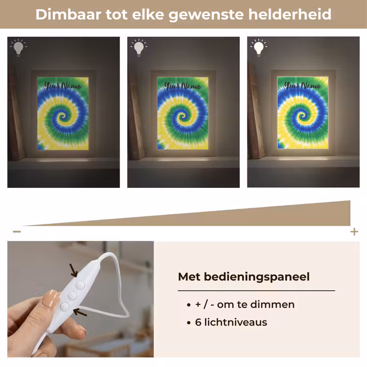 Tie Dye - Groen - Klassiek Light Box met kabel (Kinderlampje) klein -USP_dimbaarNL