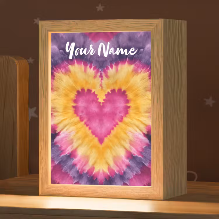 Tie dye - Hartvorm - Vlammen - Paars Light Box met kabel (Kinderlampje) klein -zzz_3d_website