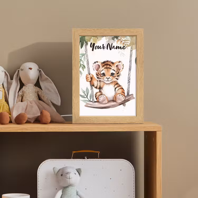 Tijger - Dier - Kinderen - Jungle Light Box met kabel (Kinderlampje) klein -sfeer2_kind