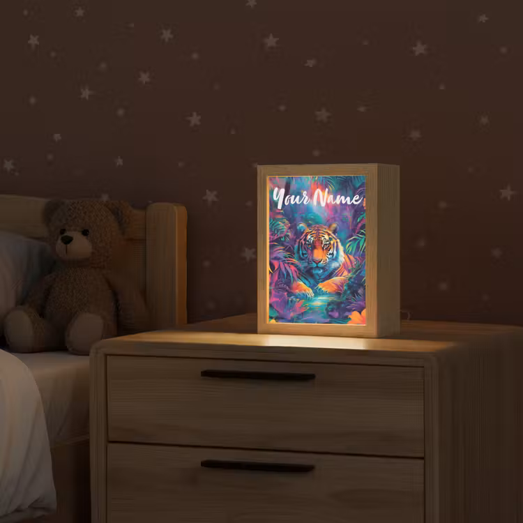 Tijger - Dier - Jungle - Kleurrijk Light Box met kabel (Kinderlampje) klein -sfeer1_kind