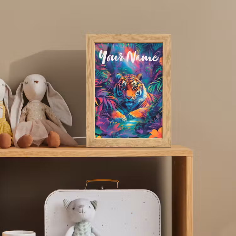 Tijger - Dier - Jungle - Kleurrijk Light Box met kabel (Kinderlampje) klein -sfeer2_kind