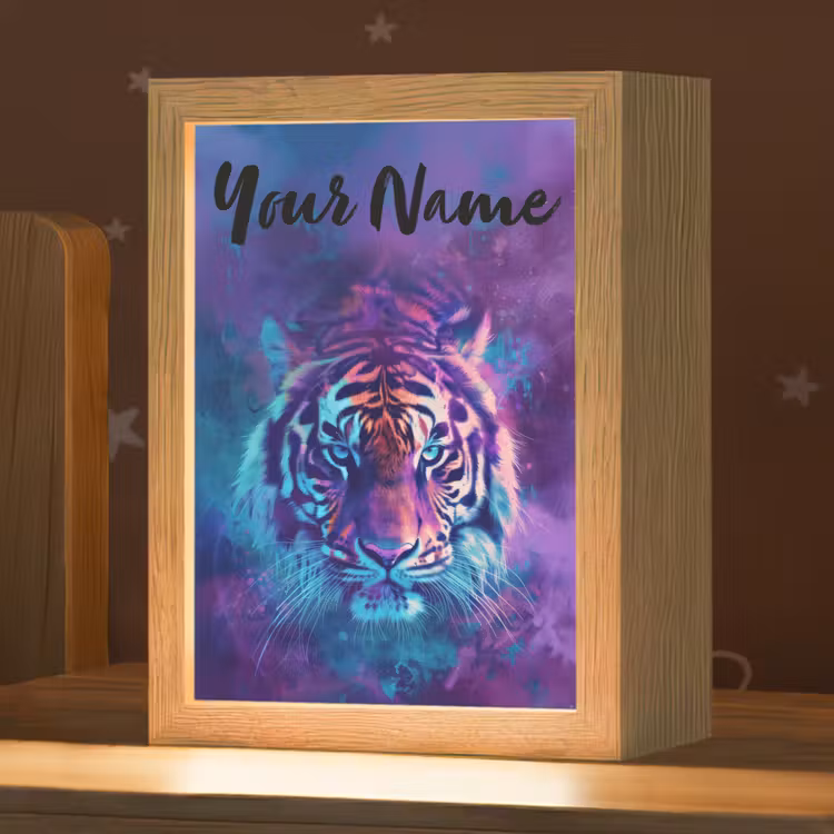 Tijger - Kleurrijk - Rook - Dieren Light Box met kabel (Kinderlampje) klein -zzz_3d_website
