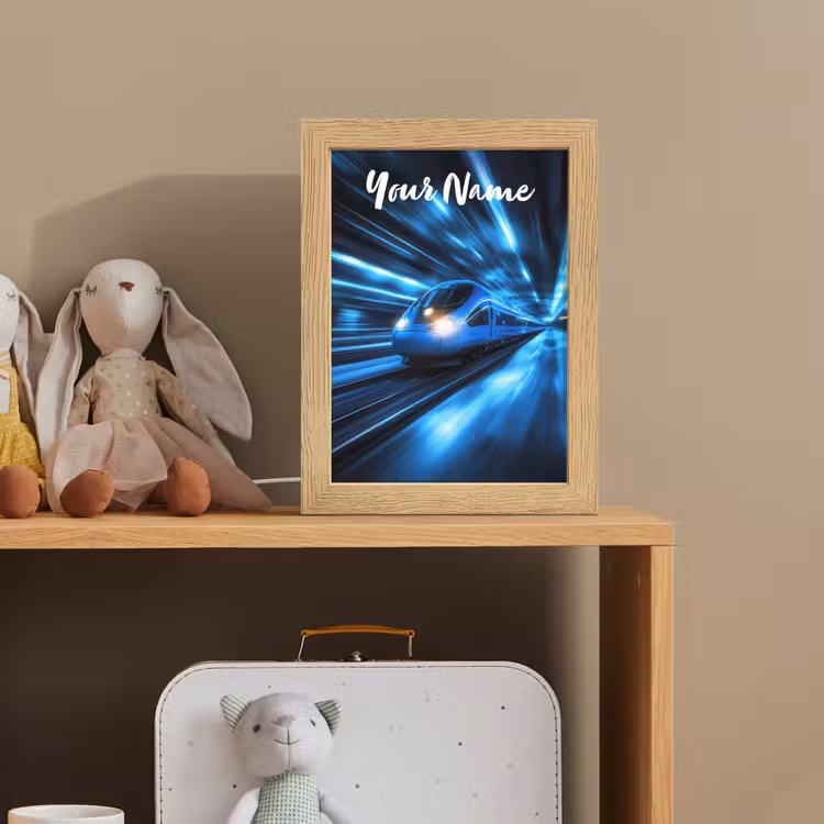 Trein - Blauw - Neon Light Box met kabel (Kinderlampje) klein -sfeer2_kind