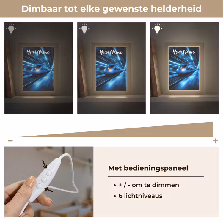 Trein - Blauw - Neon Light Box met kabel (Kinderlampje) klein -USP_dimbaarNL