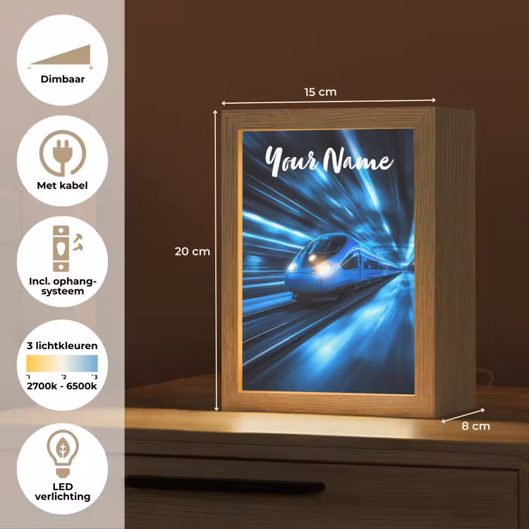 Trein - Blauw - Neon Light Box met kabel (Kinderlampje) klein -USP_NL