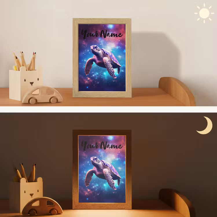 Schildpad - Dier - Galaxy - Ruimte Light Box met kabel (Kinderlampje) klein -sfeer3_kind