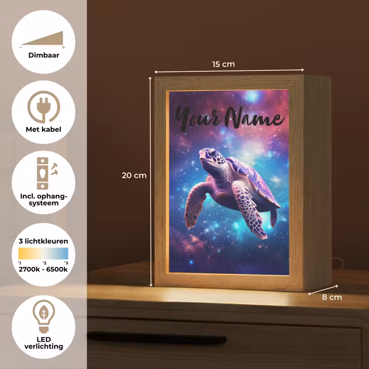 Schildpad - Dier - Galaxy - Ruimte Light Box met kabel (Kinderlampje) klein -USP_NL