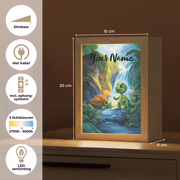 Schildpad - Dino - Jungle - Waterval Light Box met kabel (Kinderlampje) klein -USP_NL