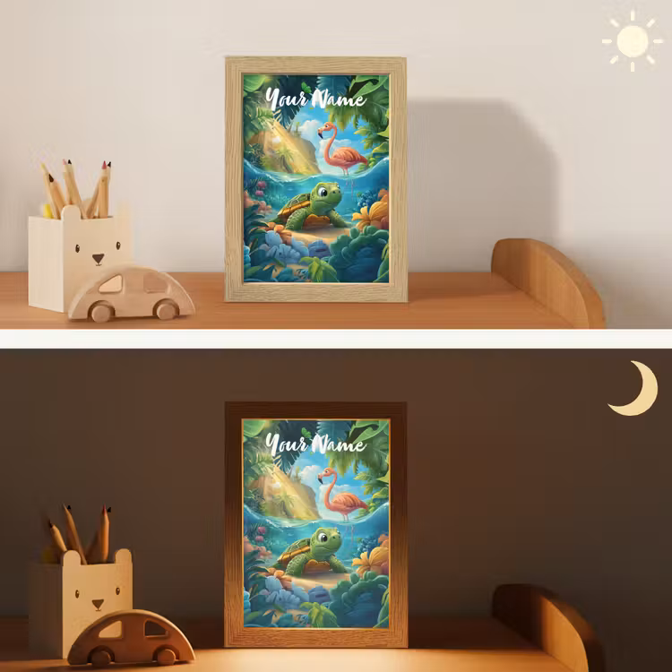 Schildpad - Flamingo - Tropisch - Oceaan Light Box met kabel (Kinderlampje) klein -sfeer3_kind