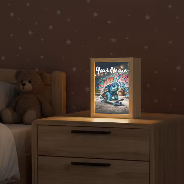 Schildpad - Graffiti - Skateboard - Jongens Light Box met kabel (Kinderlampje) klein -sfeer1_kind