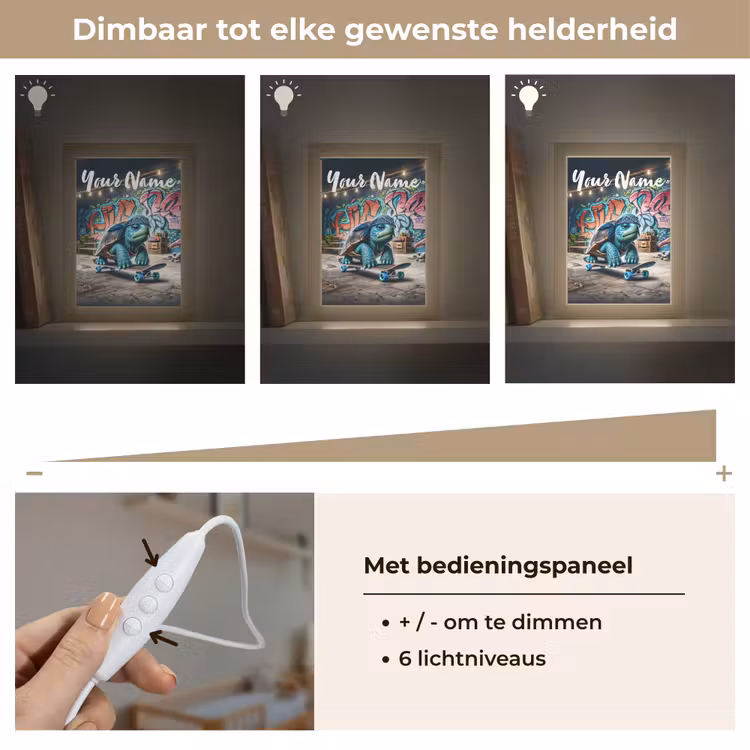 Schildpad - Graffiti - Skateboard - Jongens Light Box met kabel (Kinderlampje) klein -USP_dimbaarNL