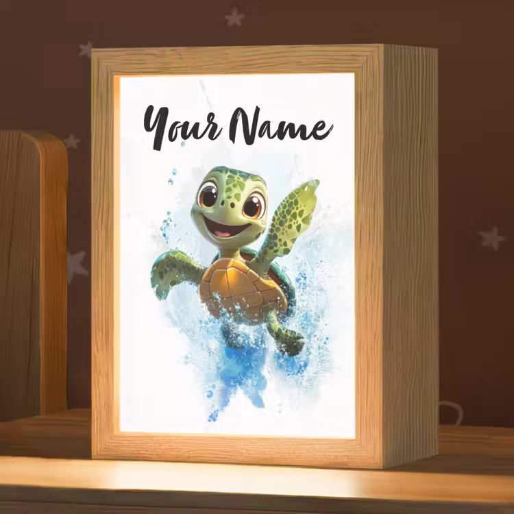 Schildpad - Water - Groen Light Box met kabel (Kinderlampje) klein -zzz_3d_website
