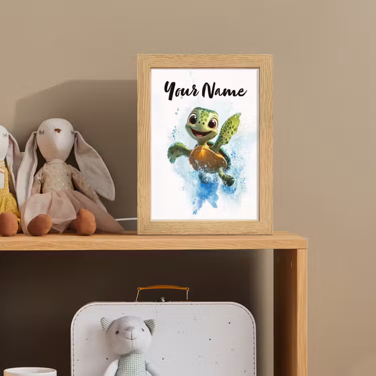 Schildpad - Water - Groen Light Box met kabel (Kinderlampje) klein -sfeer2_kind