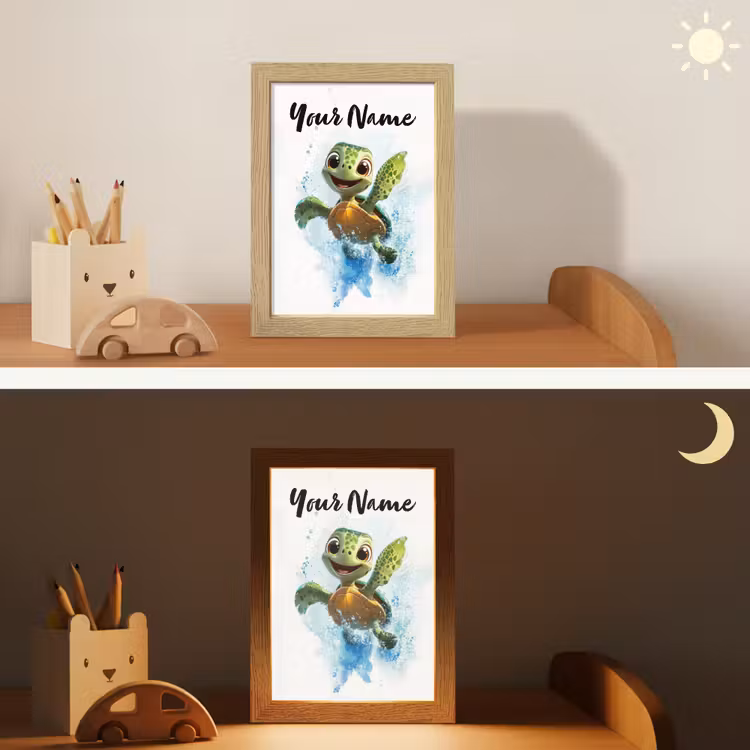 Schildpad - Water - Groen Light Box met kabel (Kinderlampje) klein -sfeer3_kind
