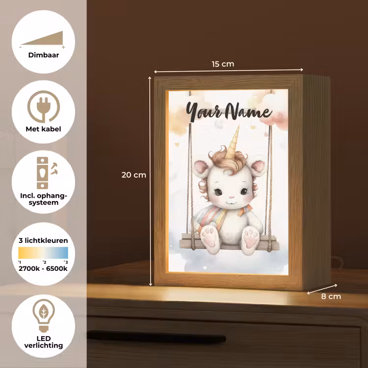 Eenhoorn - Dier - Kinderen - Unicorn Light Box met kabel (Kinderlampje) klein -USP_NL