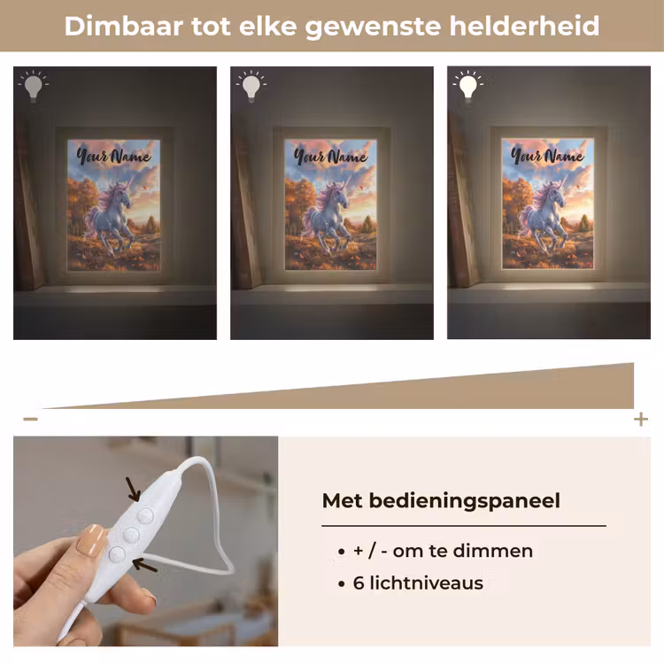 Eenhoorn - Sprookjes dier - Natuur - Meisjes Light Box met kabel (Kinderlampje) klein -USP_dimbaarNL