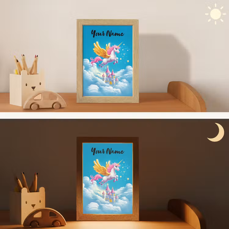 Eenhoorn - Fantasie - Kasteel Light Box met kabel (Kinderlampje) klein -sfeer3_kind
