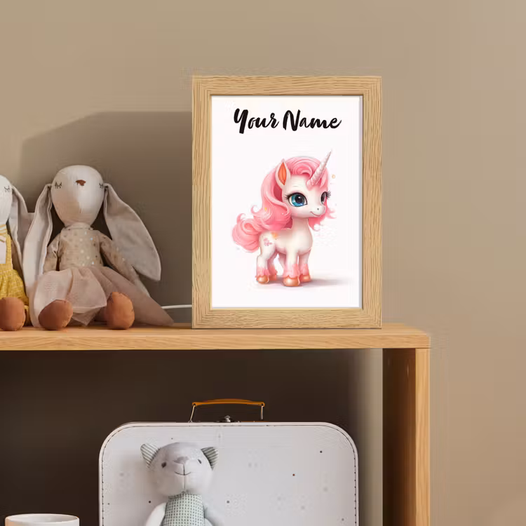 Unicorn - Meisjes - Kinderen - Eenhoorn - Roze Light Box met kabel (Kinderlampje) klein -sfeer2_kind