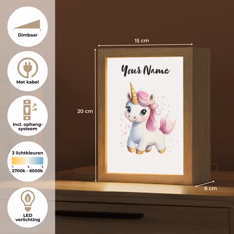 Eenhoorn - Roze - Magie Light Box met kabel (Kinderlampje) klein -USP_NL