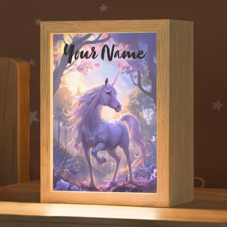 Eenhoorn - Paars - Sprookje - Fantasy dier Light Box met kabel (Kinderlampje) klein -zzz_3d_website