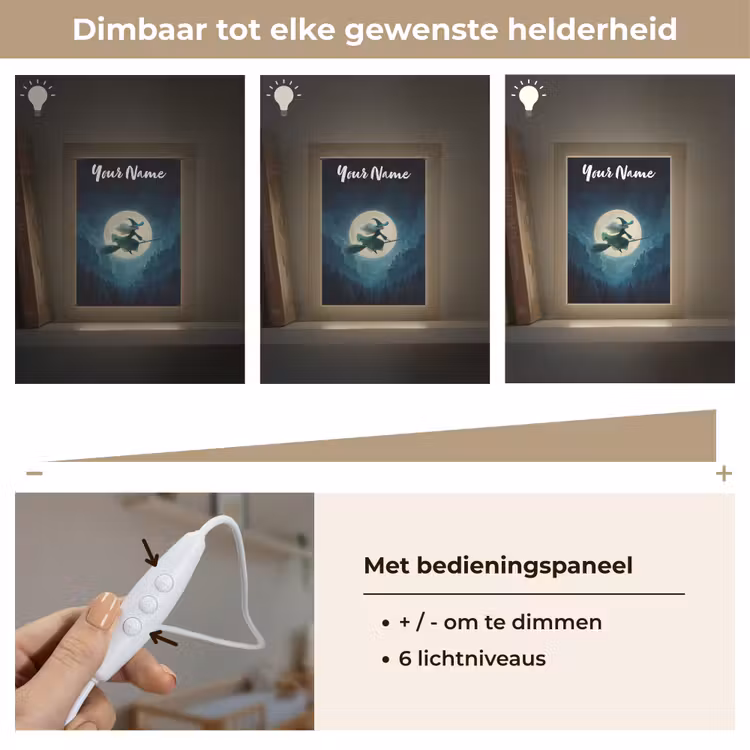 Heks - Maan - Bos - Magisch Light Box met kabel (Kinderlampje) klein -USP_dimbaarNL