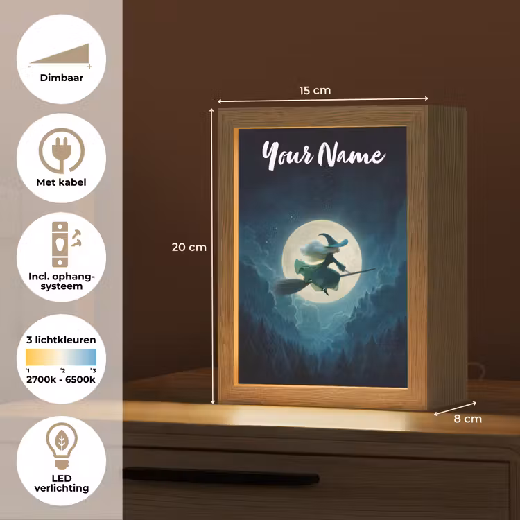 Heks - Maan - Bos - Magisch Light Box met kabel (Kinderlampje) klein -USP_NL