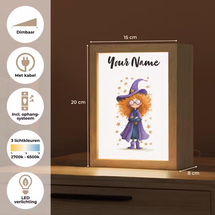 Toverheks - Sterren - Paars Light Box met kabel (Kinderlampje) klein -USP_NL