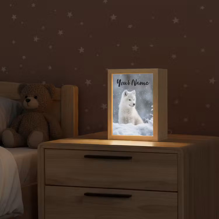 Wolf - Pup - Sneeuw Light Box met kabel (Kinderlampje) klein -sfeer1_kind