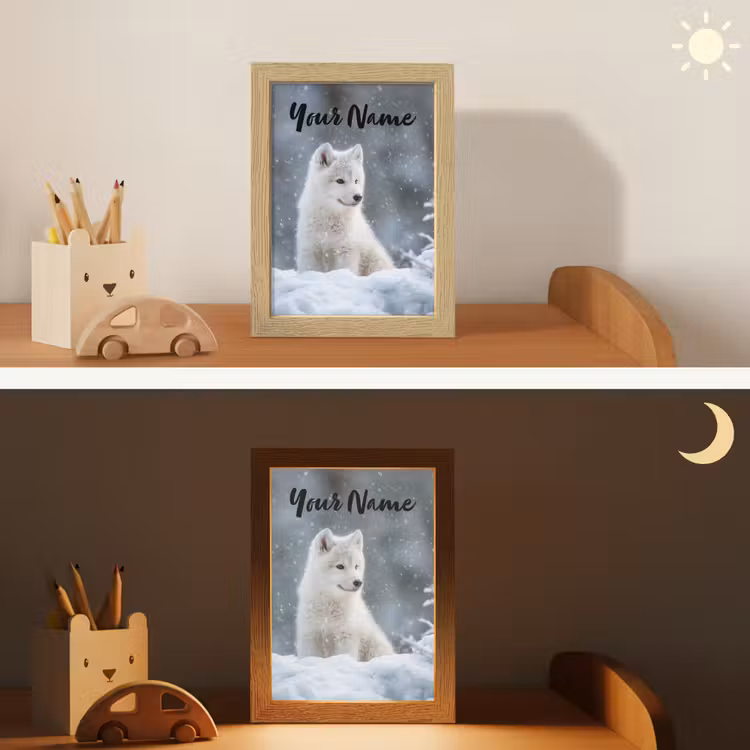 Wolf - Pup - Sneeuw Light Box met kabel (Kinderlampje) klein -sfeer3_kind
