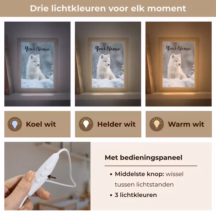 Wolf - Pup - Sneeuw Light Box met kabel (Kinderlampje) klein -USP_lichtkleurNL