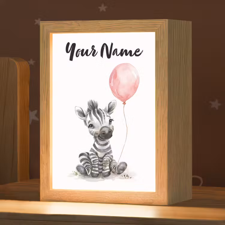 Zebra - Baby - Dieren - Roze ballon Light Box met kabel (Kinderlampje) klein -zzz_3d_website