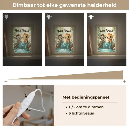 Zebra - Aapje - Waterval - Rotsen Light Box met kabel (Kinderlampje) klein -USP_dimbaarNL
