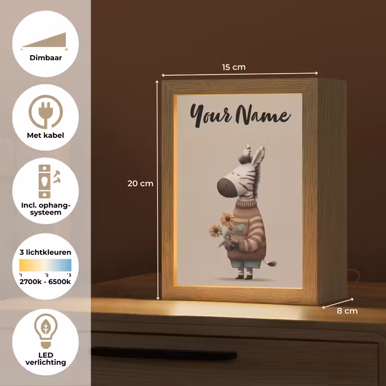 Zebra - Zonnebloemen - Warm Light Box met kabel (Kinderlampje) klein -USP_NL