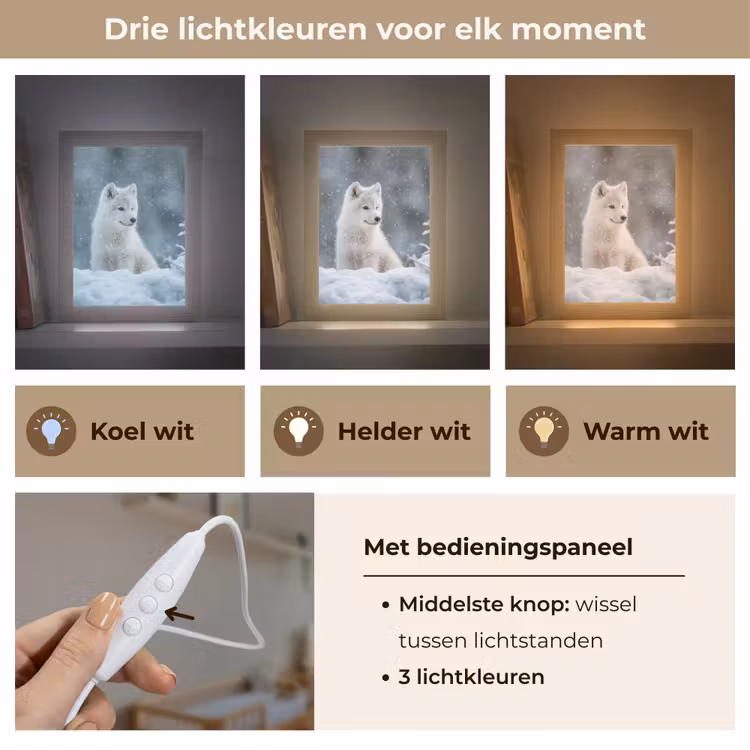 Wolf - Pup - Sneeuw Light Box met kabel klein -USP_lichtkleurNL