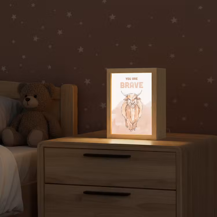 Yak - Oranje - Quote - 'You are brave' Light Box met kabel klein -sfeer1_kind
