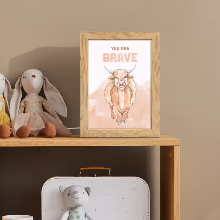 Yak - Oranje - Quote - 'You are brave' Light Box met kabel klein -sfeer2_kind