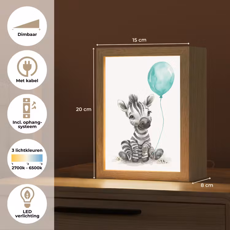 Zebra - Baby dier - Blauwe ballon Light Box met kabel klein -USP_NL
