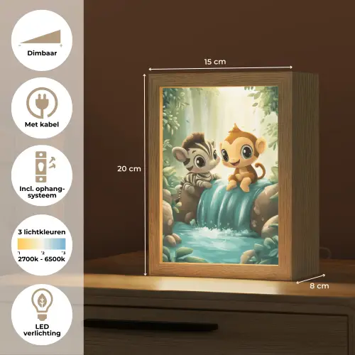 Zebra - Aap - Cartoon - Waterval Light Box met kabel klein -USP_NL