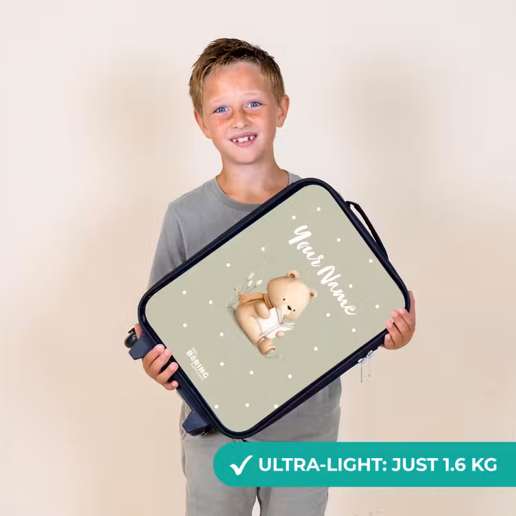 Een bruine beer die een boek leest - Groen Kinderkoffer - Zwart klein -sfeer4_UK