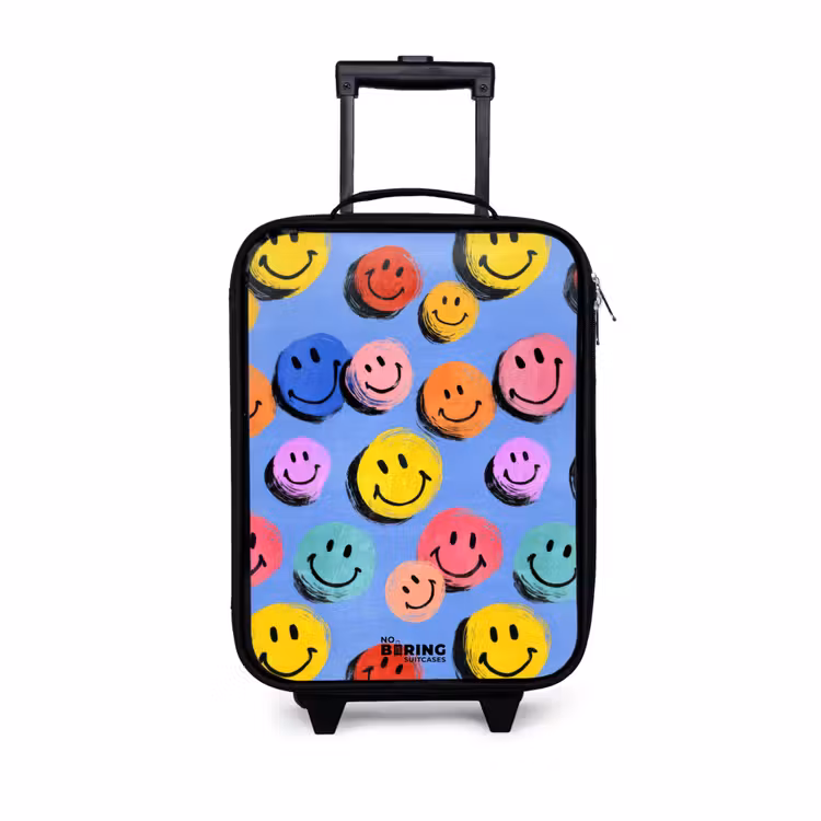 Een speels en kunstzinnig patroon van kleurrijke smileys Kinderkoffer - Zwart klein -3d