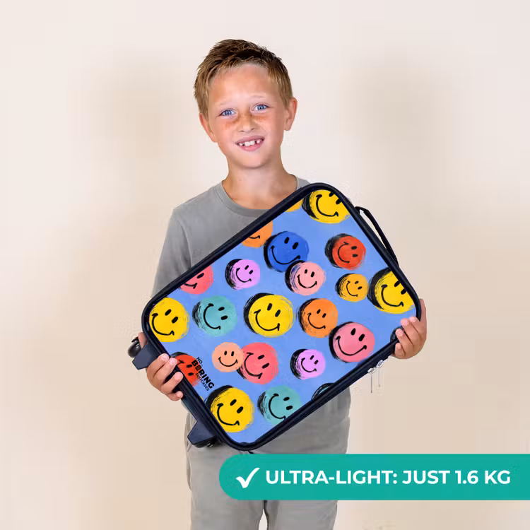 Een speels en kunstzinnig patroon van kleurrijke smileys Kinderkoffer - Zwart klein -sfeer4_UK
