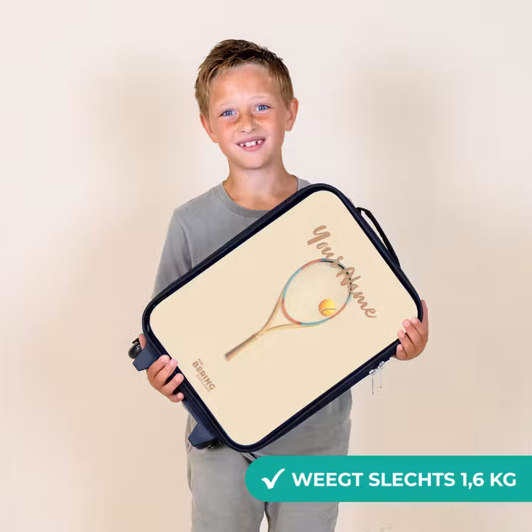 Een tennisracket in beige tinten Kinderkoffer - Zwart klein -sfeer4_NL