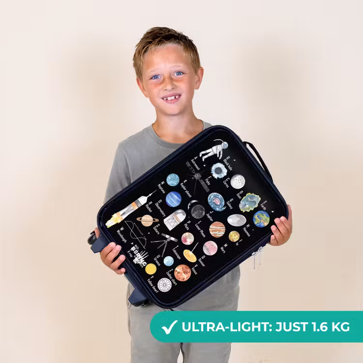 Alfabet in ruimte thema Kinderkoffer - Zwart klein -sfeer4_UK